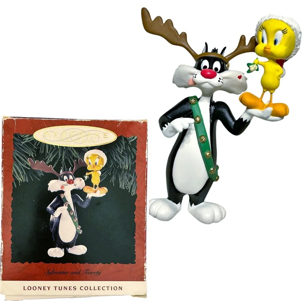 1993 Hallmark Keepsake Sylvester & Tweety Ornament w Box Looney‎ Tunes Christmas